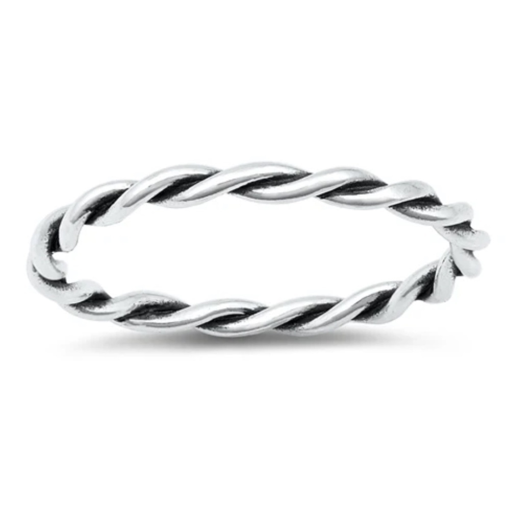 Sterling Silver Ring – Twisted Rope Band (Size 7.5)